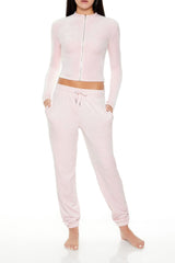 Velour Cropped Zip-Up Jacket