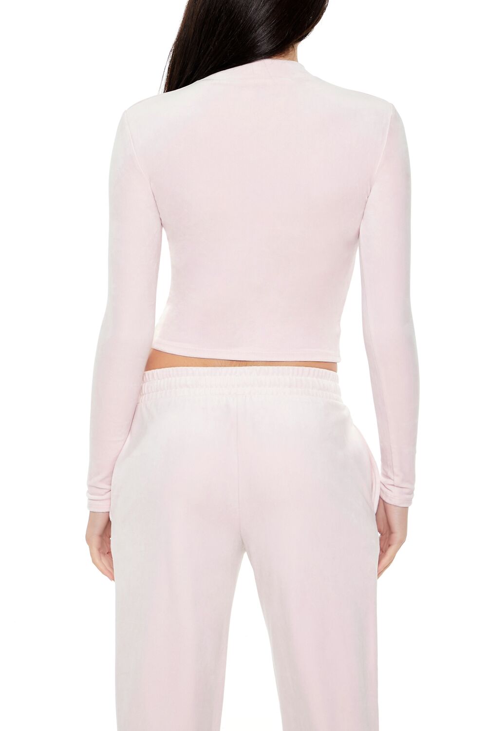 Velour Cropped Zip-Up Jacket