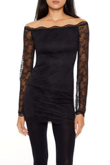 Lace Off-the-Shoulder Mini Dress