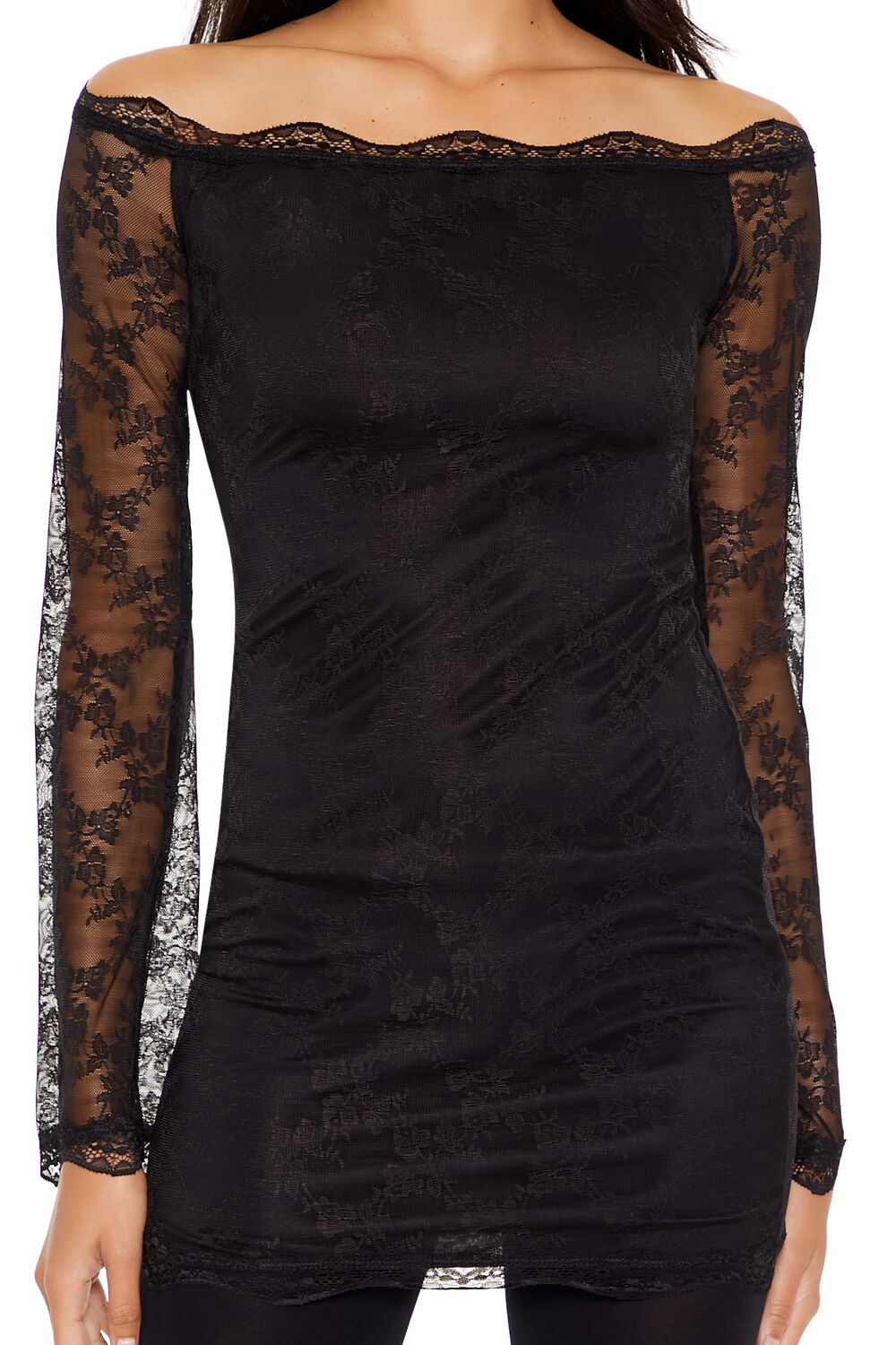 Lace Off-the-Shoulder Mini Dress