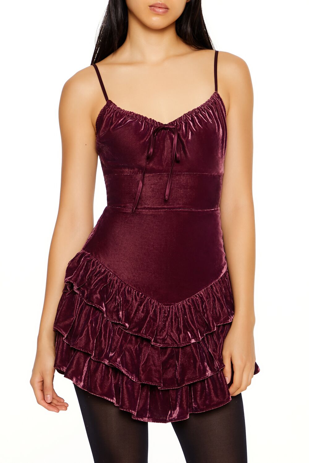 Tiered Velvet Mini Dress