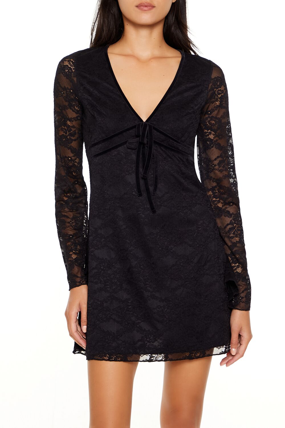 Lace Bow Mini Dress