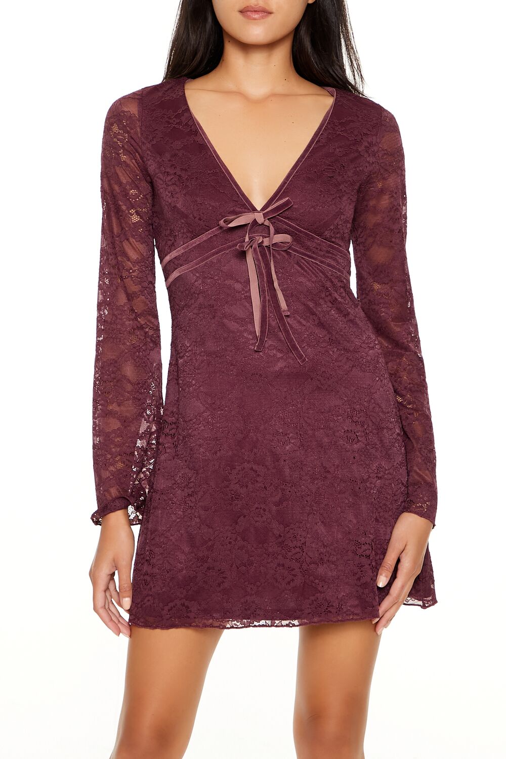 Lace Bow Mini Dress