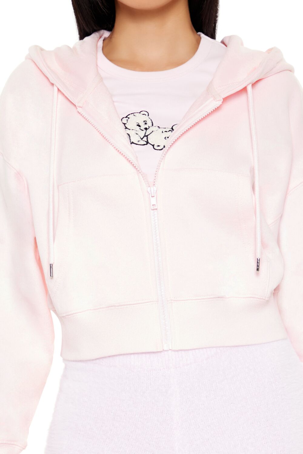 French Terry Cropped Zip-Up Hoodie