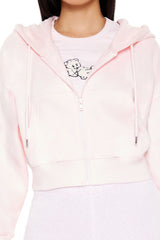 French Terry Cropped Zip-Up Hoodie