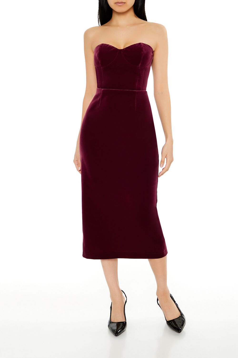 Velvet Sweetheart Midi Tube Dress