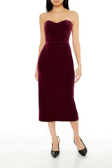 Velvet Sweetheart Midi Tube Dress