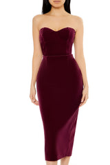 Velvet Sweetheart Midi Tube Dress
