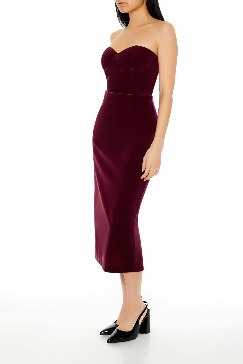 Velvet Sweetheart Midi Tube Dress