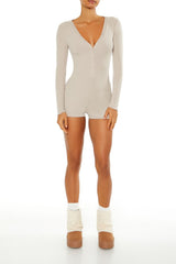 Fitted Ribbed Knit Pajama Romper