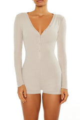 Fitted Ribbed Knit Pajama Romper