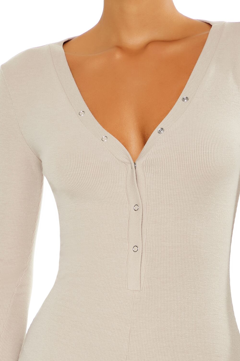 Fitted Ribbed Knit Pajama Romper