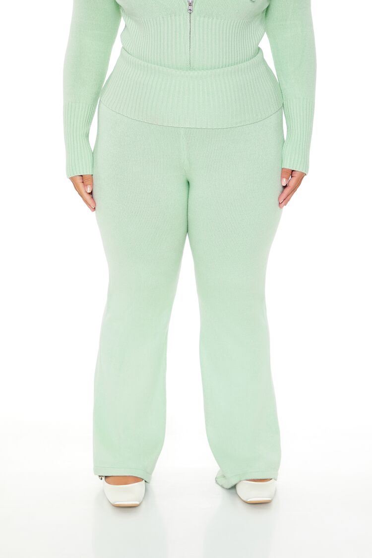 Plus Size Sweater-Knit Flare Pants