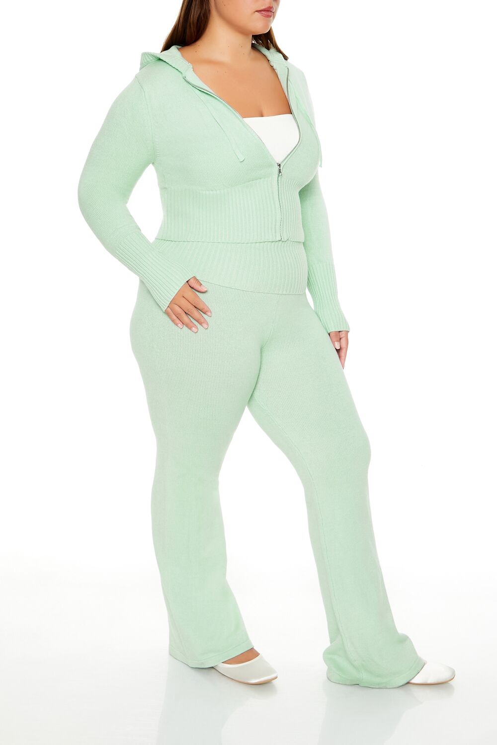 Plus Size Sweater-Knit Flare Pants