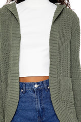 Hooded Open-Front Cardigan Sweater