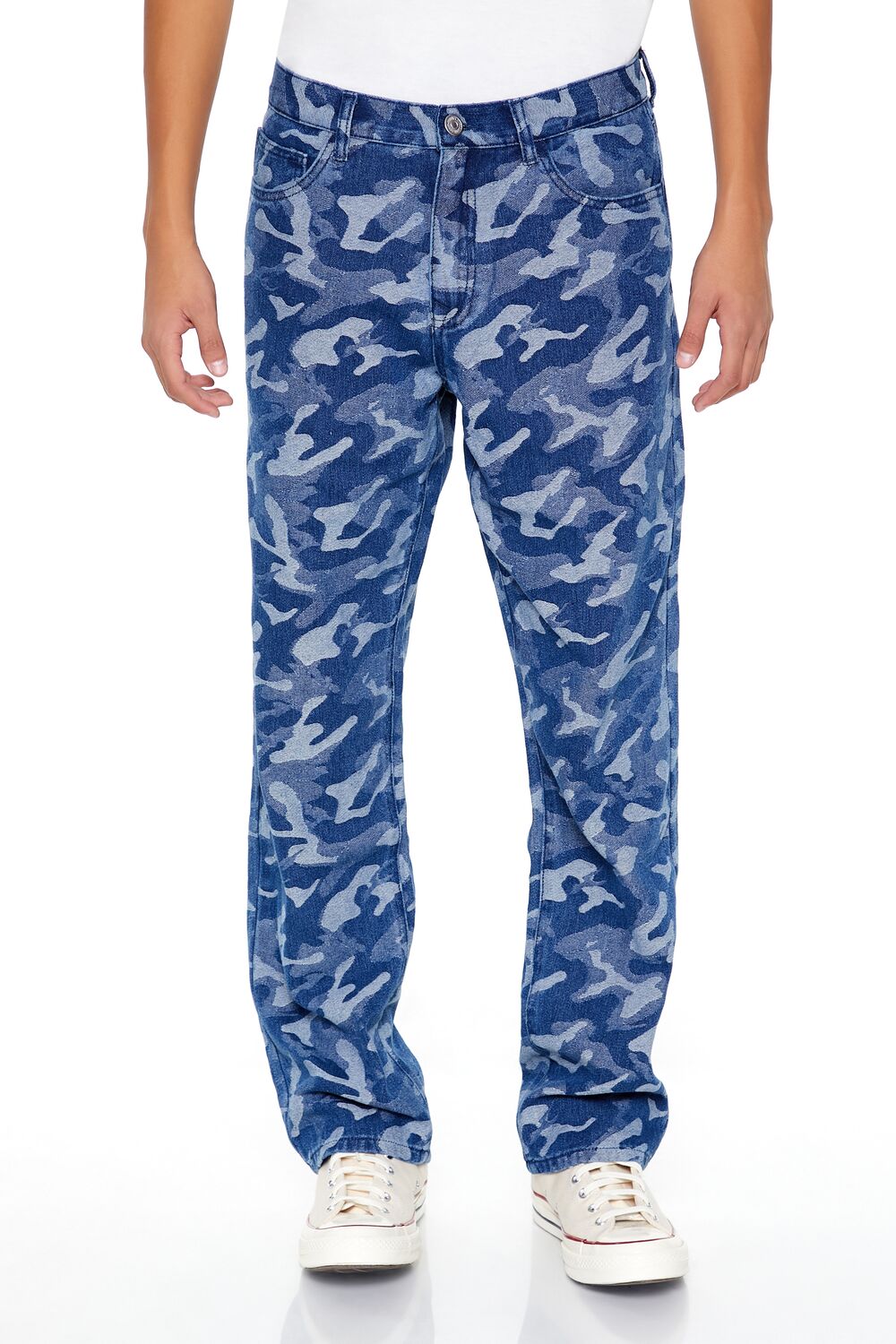 Camo Mid-Rise Straight Jeans