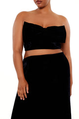Plus Size Velvet Bow Tube Top