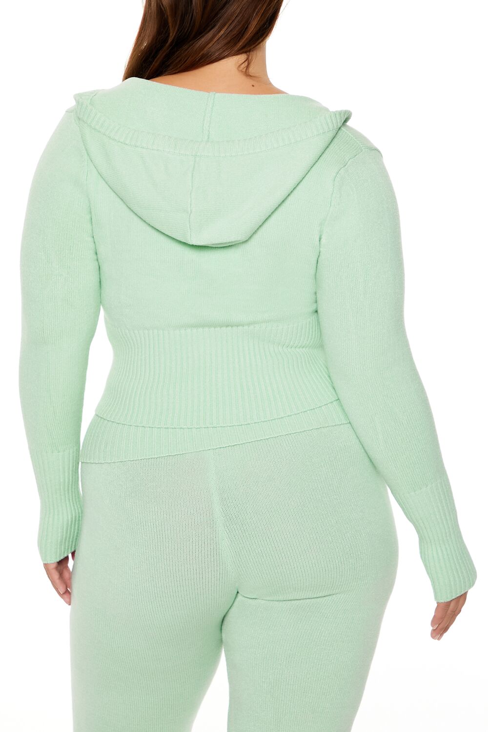 Plus Size Zip-Up Hooded Sweater