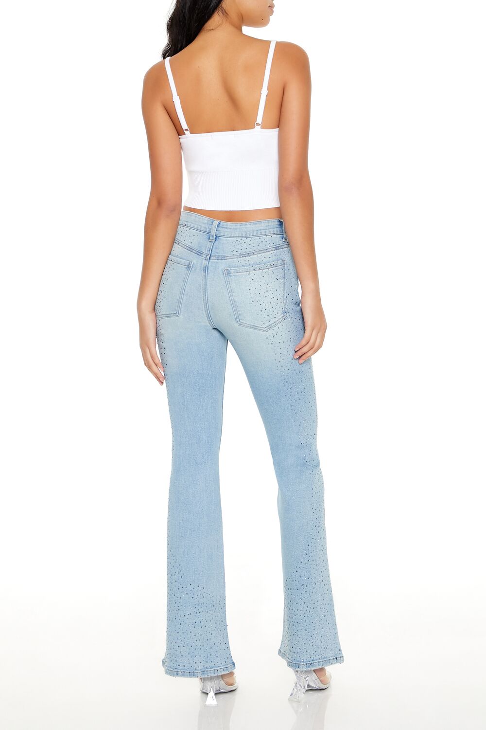 Rhinestone High-Rise Flare Jeans