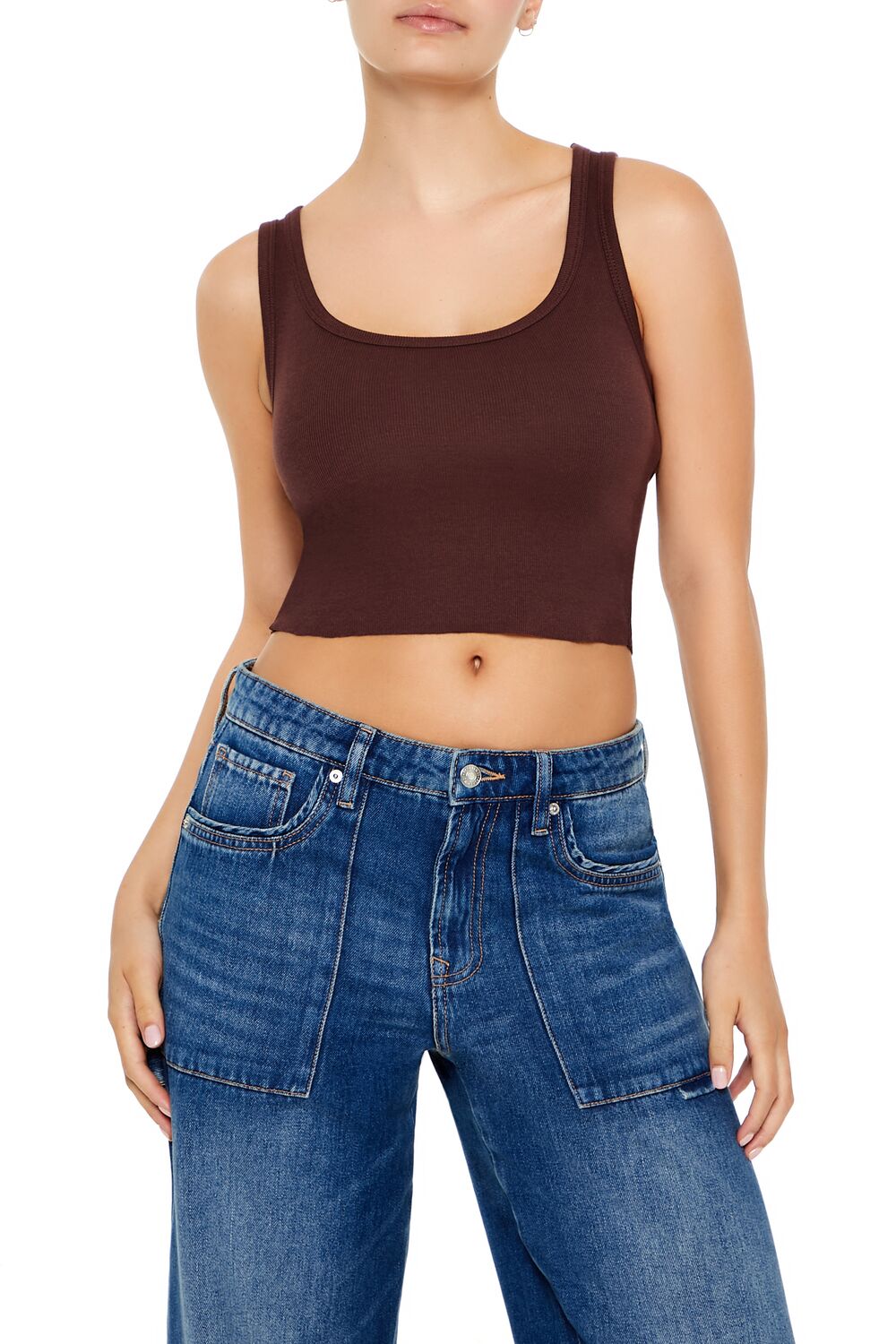 Cotton-Blend Cropped Tank Top
