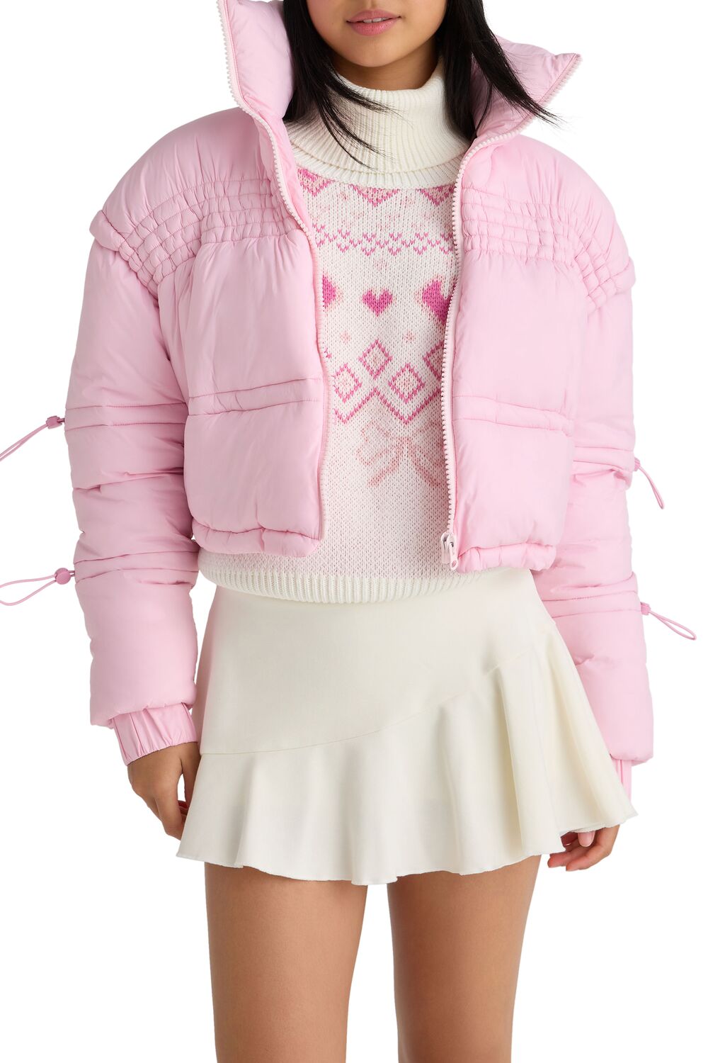 Drawstring Cropped Puffer Coat