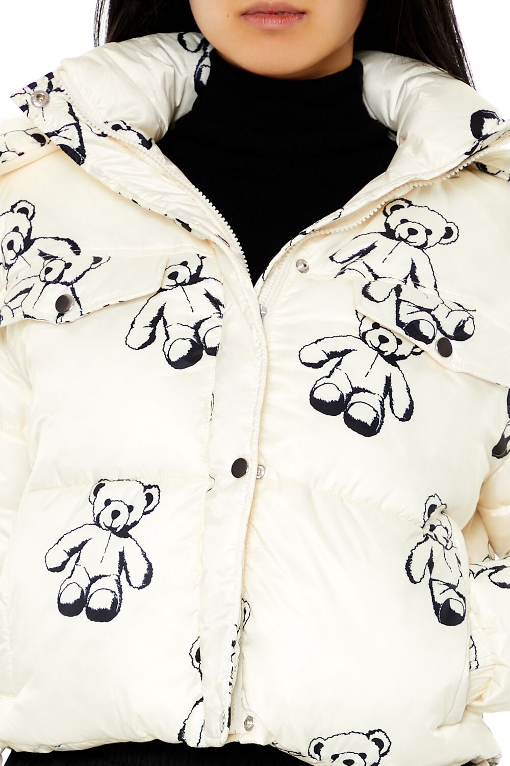 Teddy Bear Print Puffer Jacket