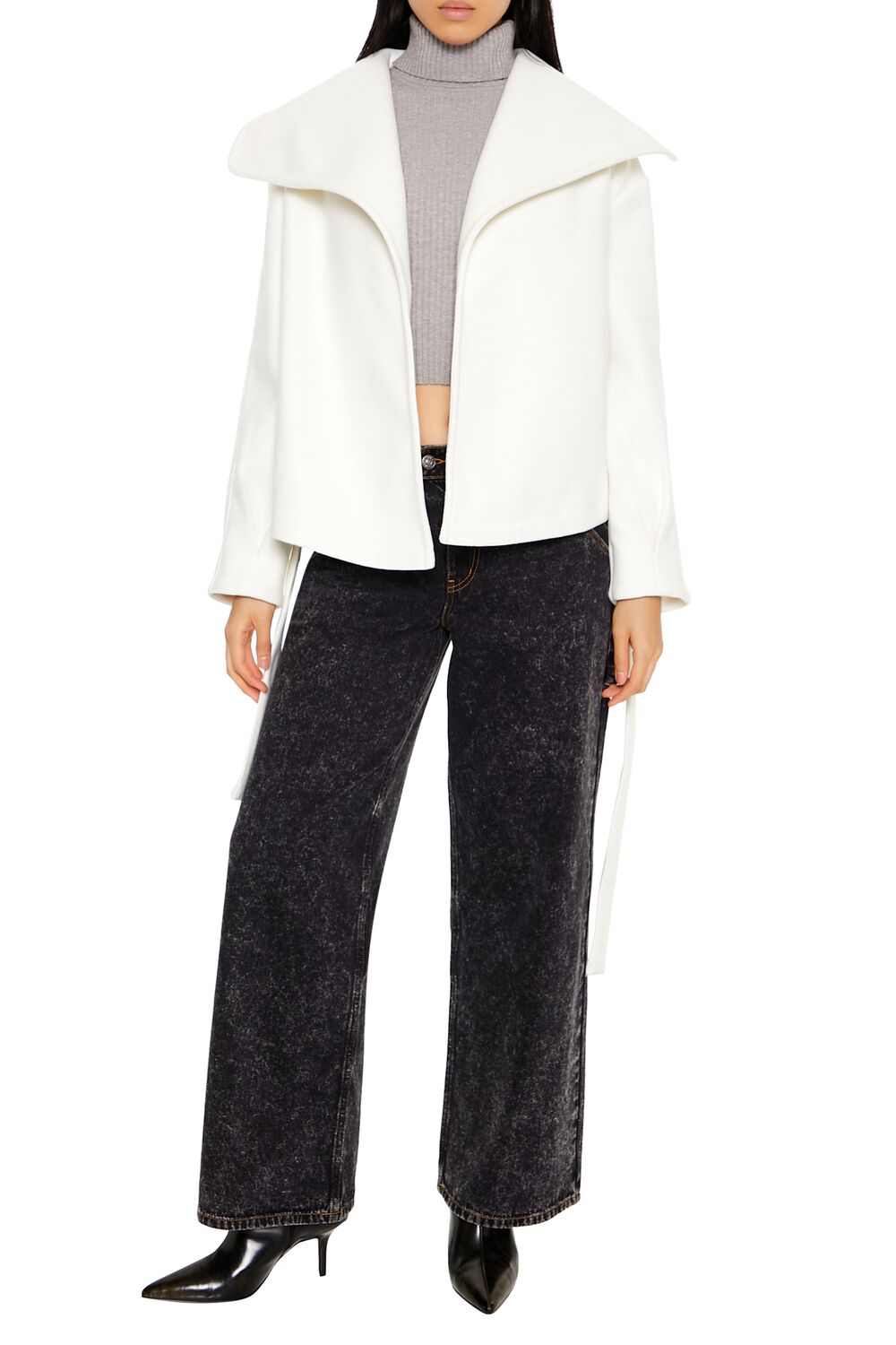 Brushed Tie-Waist Wrap Coat