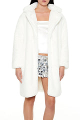 Faux Fur Open-Front Longline Coat