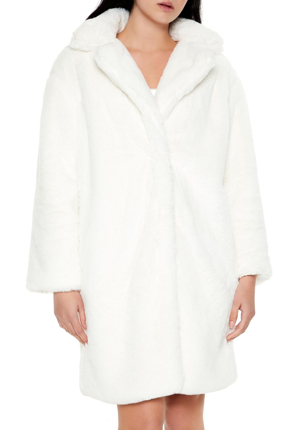 Faux Fur Open-Front Longline Coat
