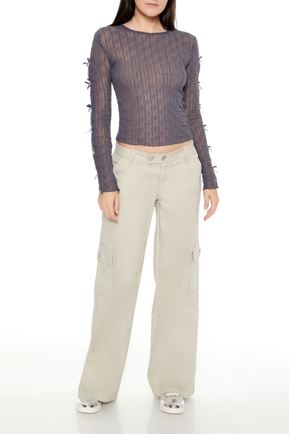Chevron Jacquard Cutout Crop Top