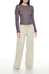 Chevron Jacquard Cutout Crop Top