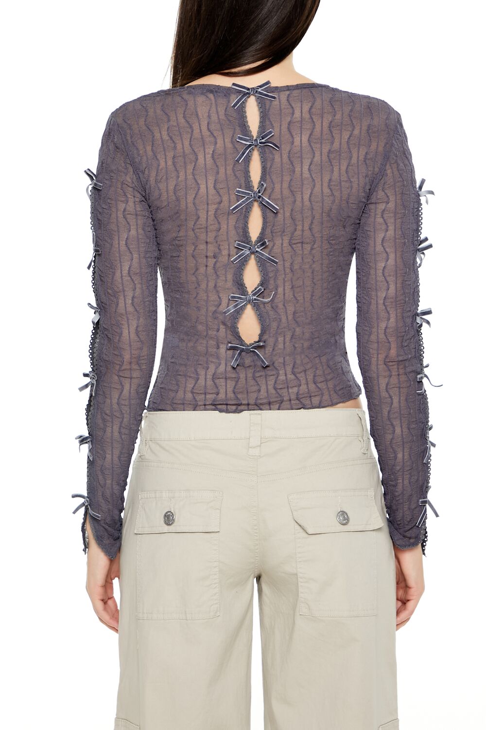 Chevron Jacquard Cutout Crop Top