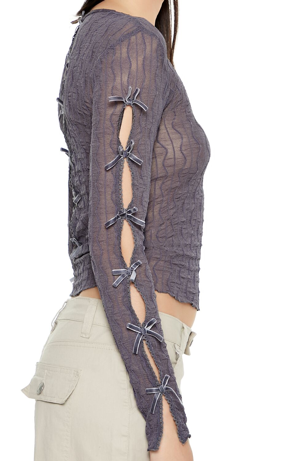 Chevron Jacquard Cutout Crop Top