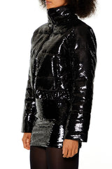 Sequin Zip-Up Puffer Jacket