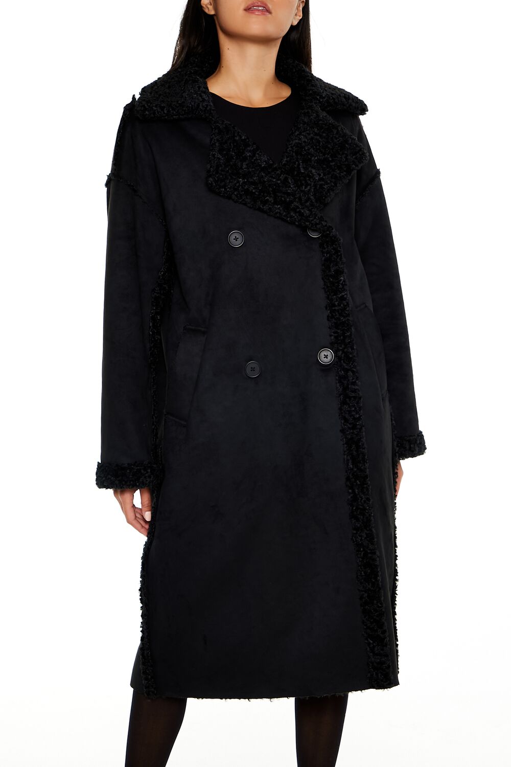 Faux Shearling & Suede Coat