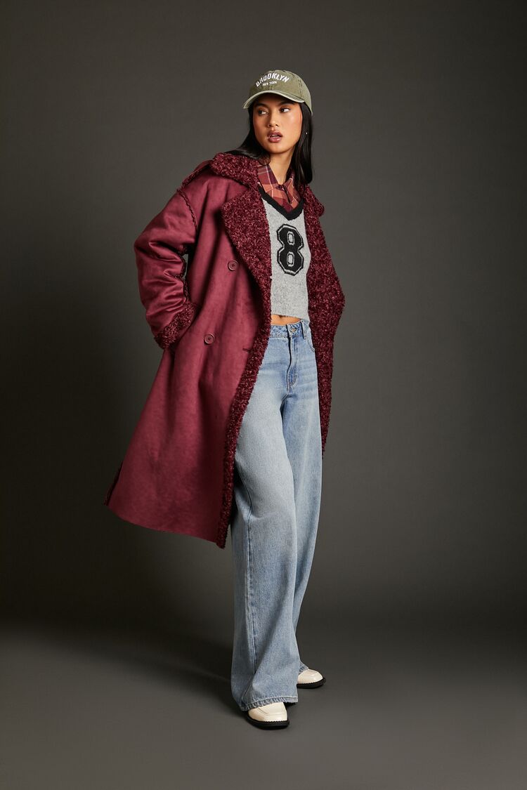 Faux Shearling & Suede Coat