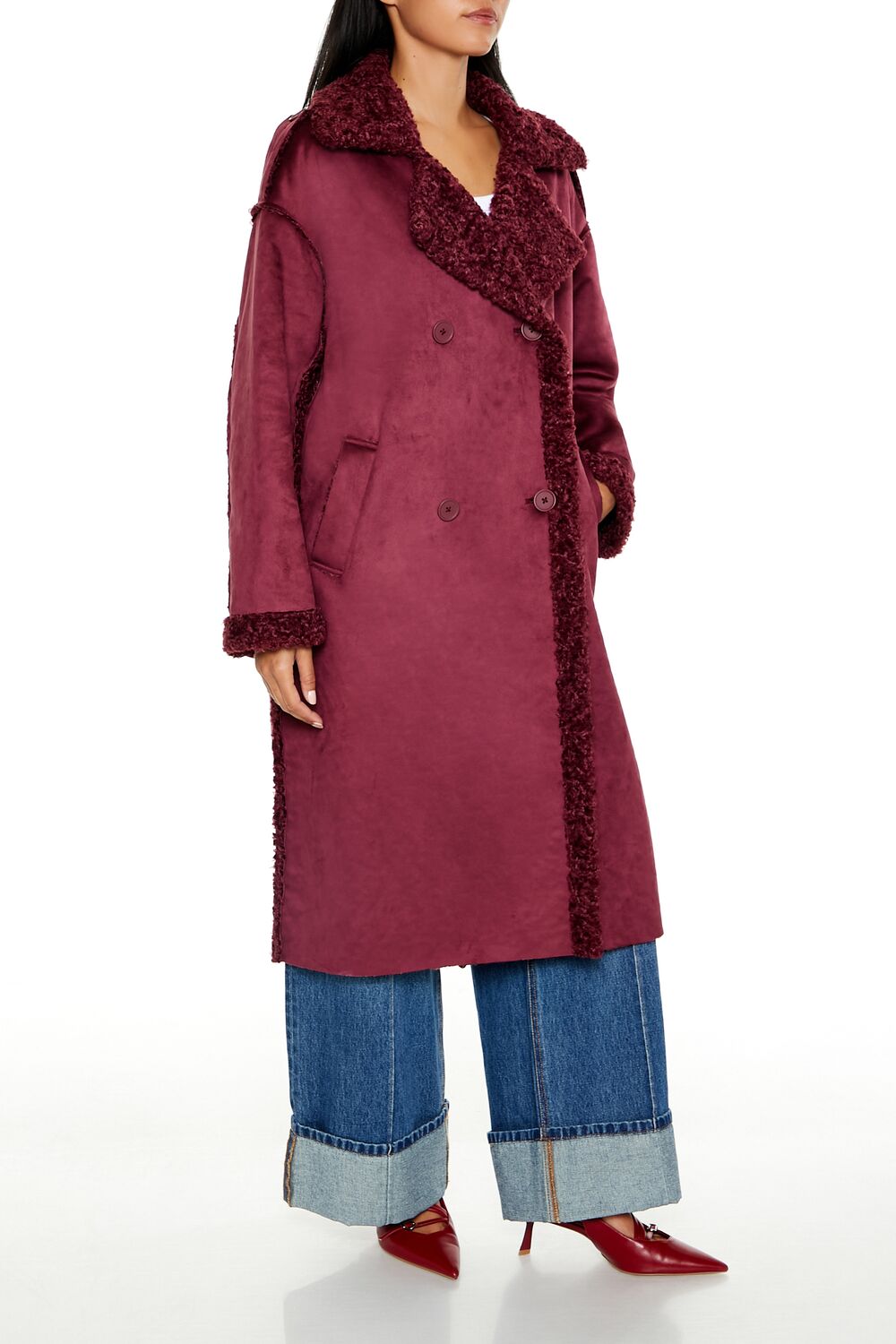 Faux Shearling & Suede Coat