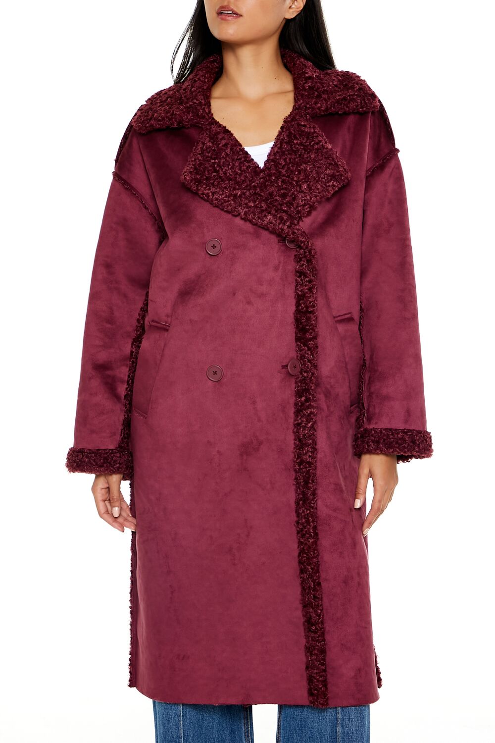 Faux Shearling & Suede Coat