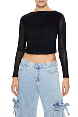 Rhinestone Plunge-Back Crop Top