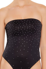 Contour Sculpt Rhinestone Tube Bodysuit