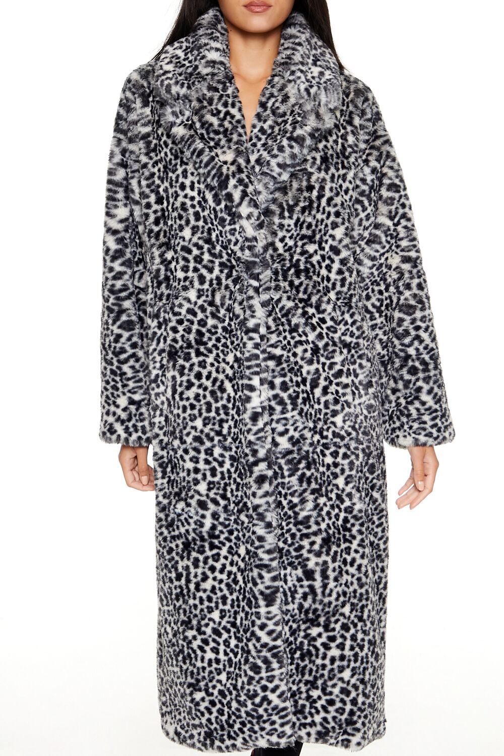 Faux Fur Leopard Longline Coat