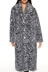 Faux Fur Leopard Longline Coat