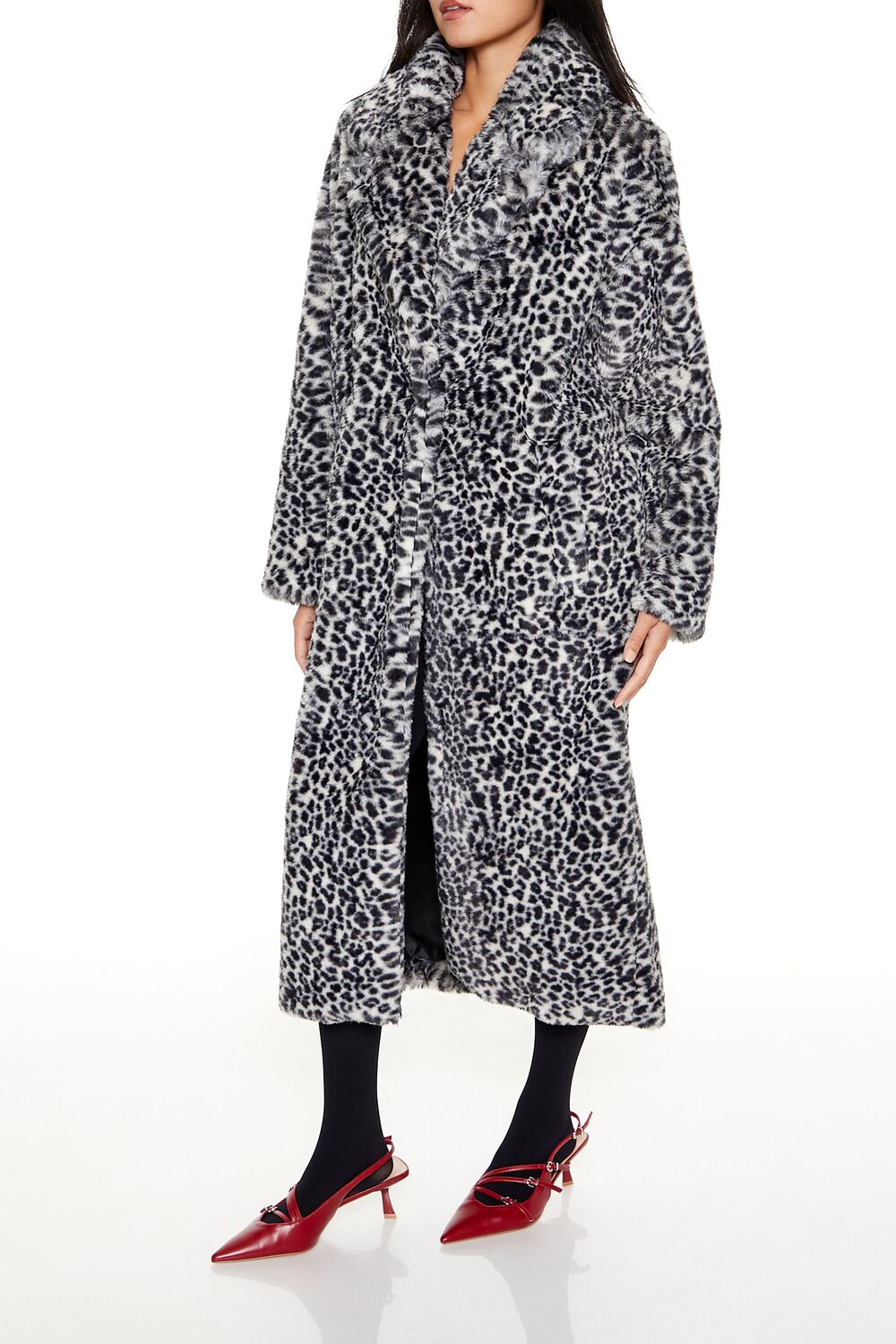 Faux Fur Leopard Longline Coat