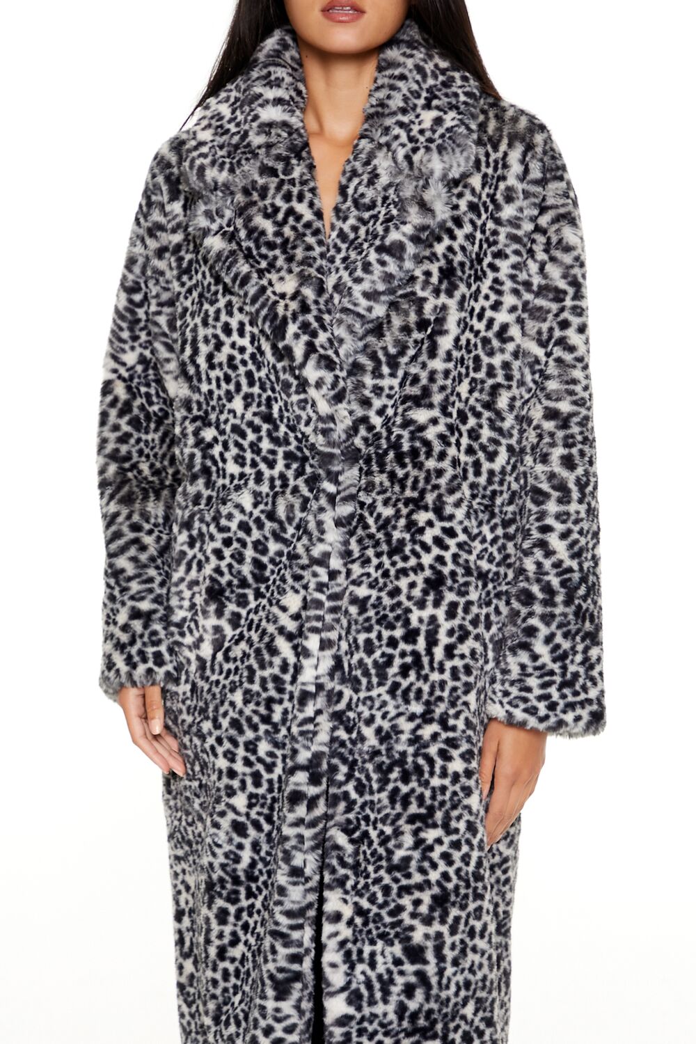 Faux Fur Leopard Longline Coat