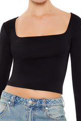 Square-Neck Long-Sleeve Top