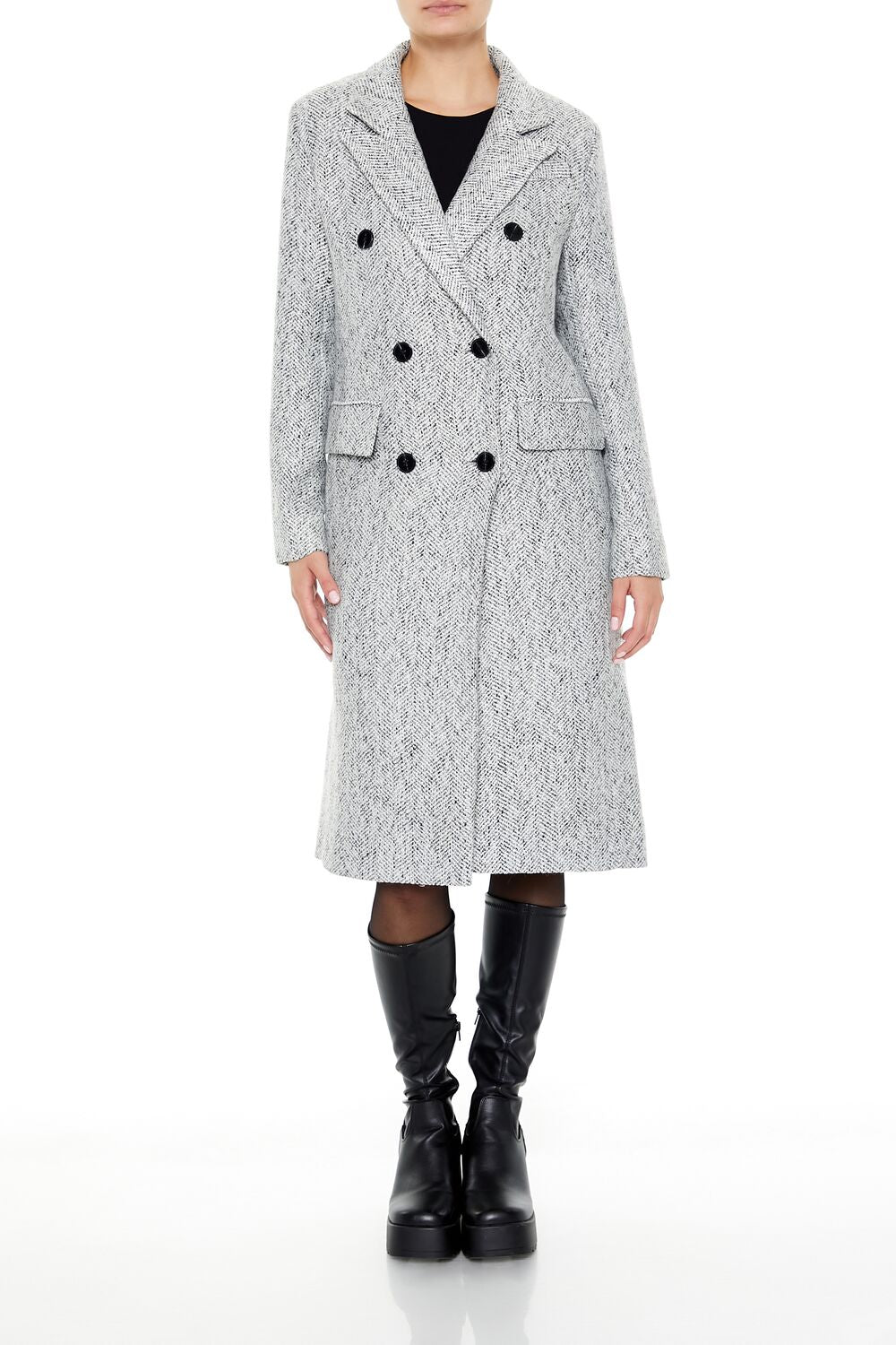 Herringbone Double-Breasted Coat