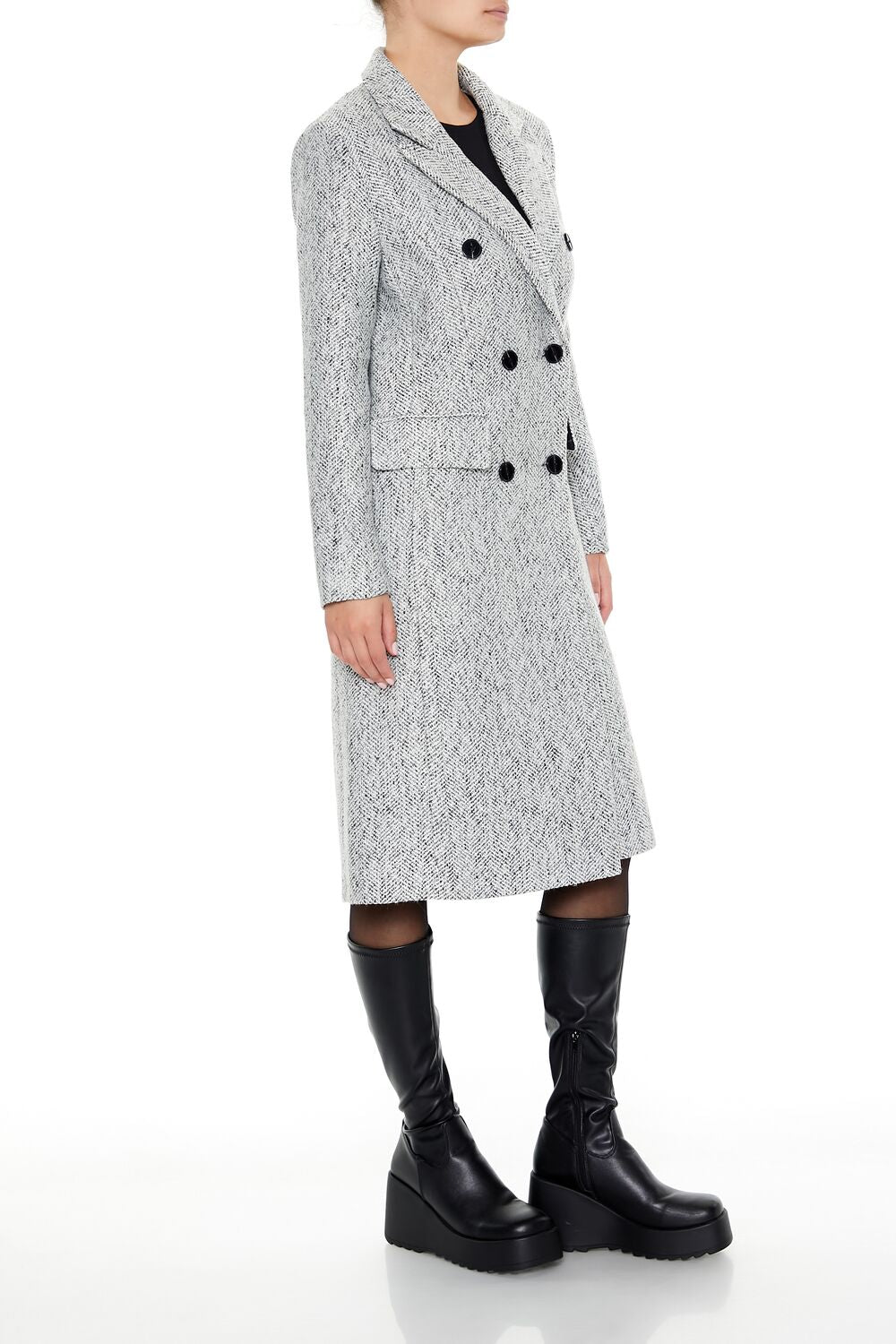 Herringbone Double-Breasted Coat