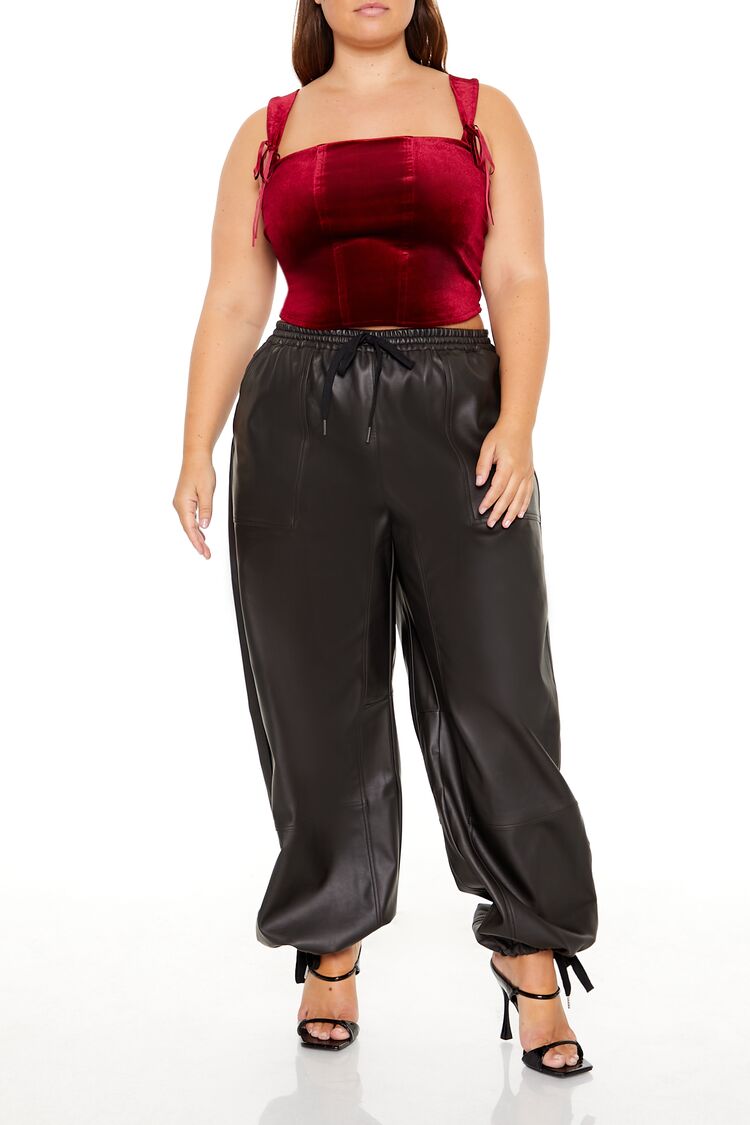 Plus Size Bow Velvet Crop Top