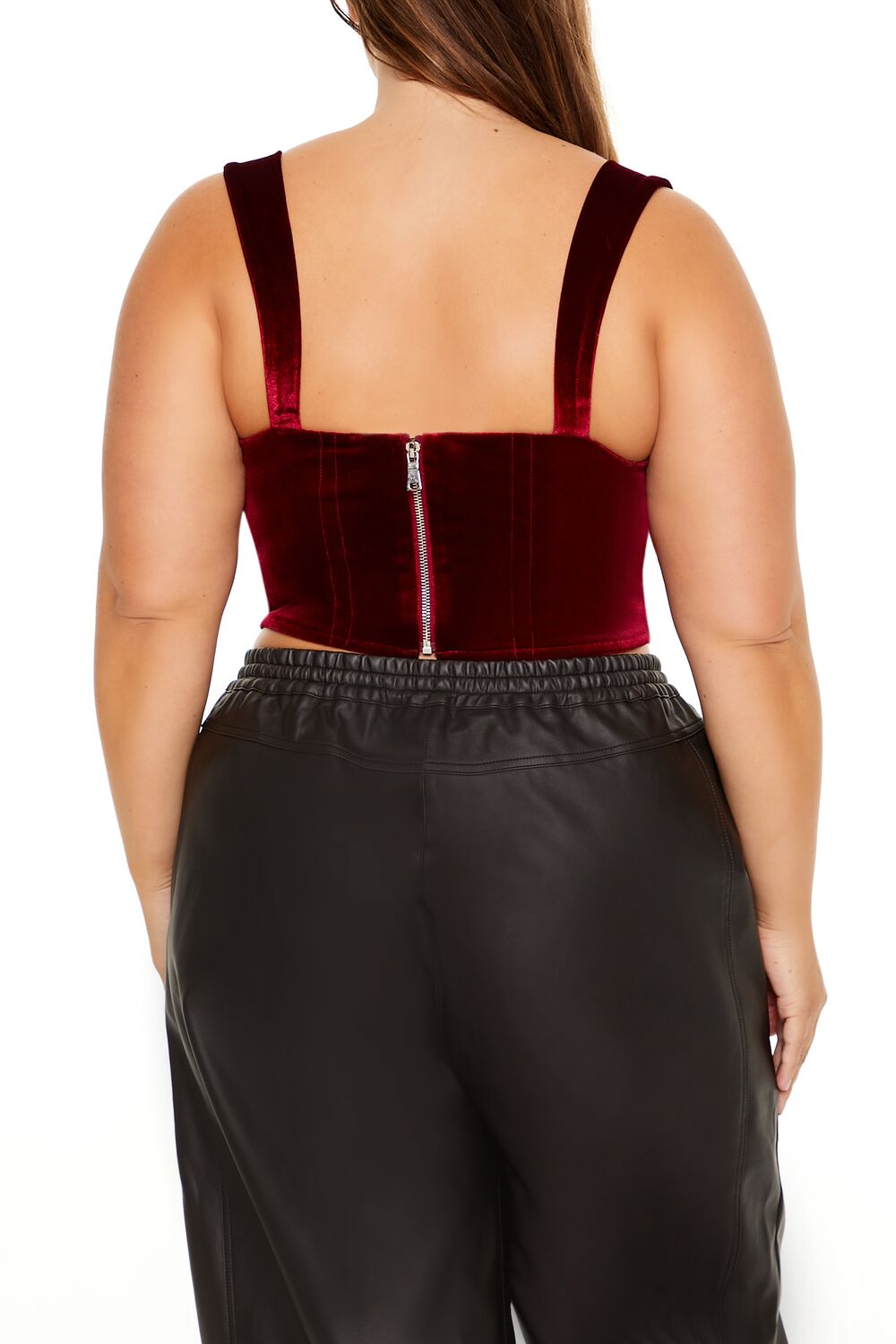 Plus Size Bow Velvet Crop Top