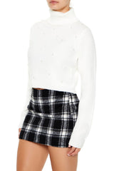 Faux Pearl Turtleneck Sweater